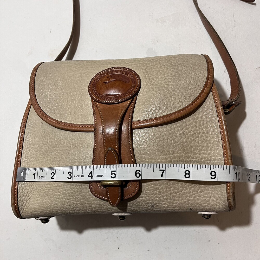 Vintage Dooney & Bourke Purse R25 Medium Essex Bone British Tan Leather - Picture 7 of 16